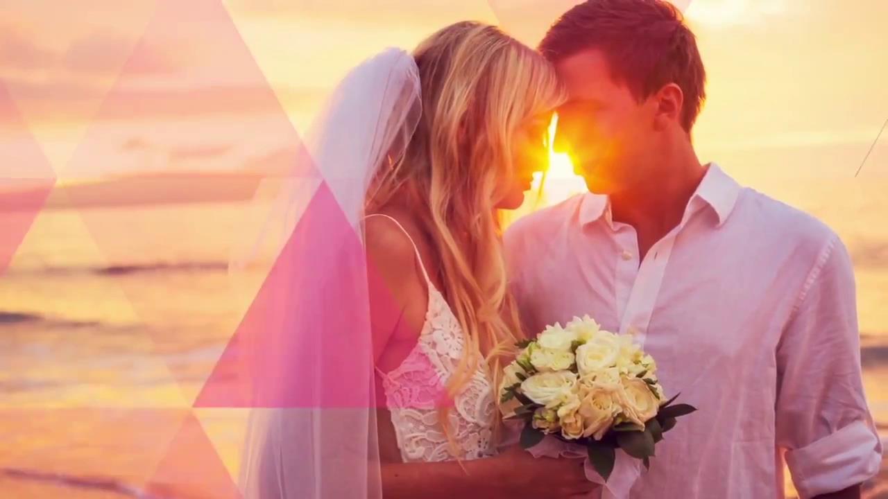 AE模板 优雅浪漫几何三角展示婚礼电子相册模