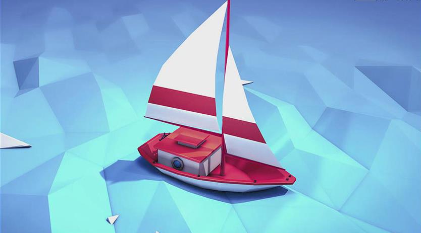 C4D-low poly风格卡通帆船