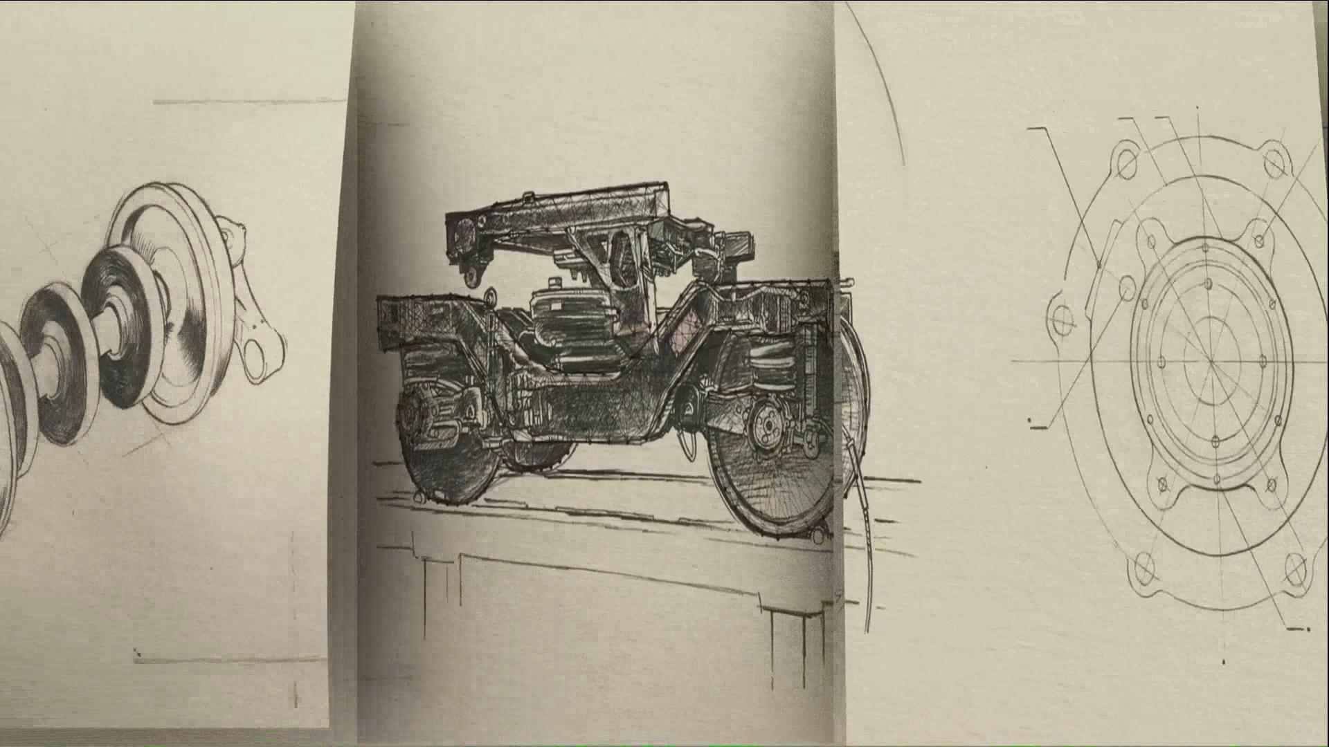 铅笔素描画铁路火车头动画视频