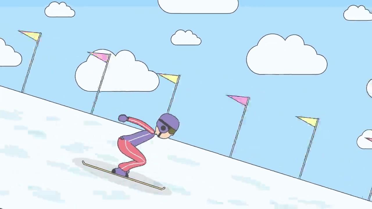 人物滑雪跳跃卡通动画视频素材