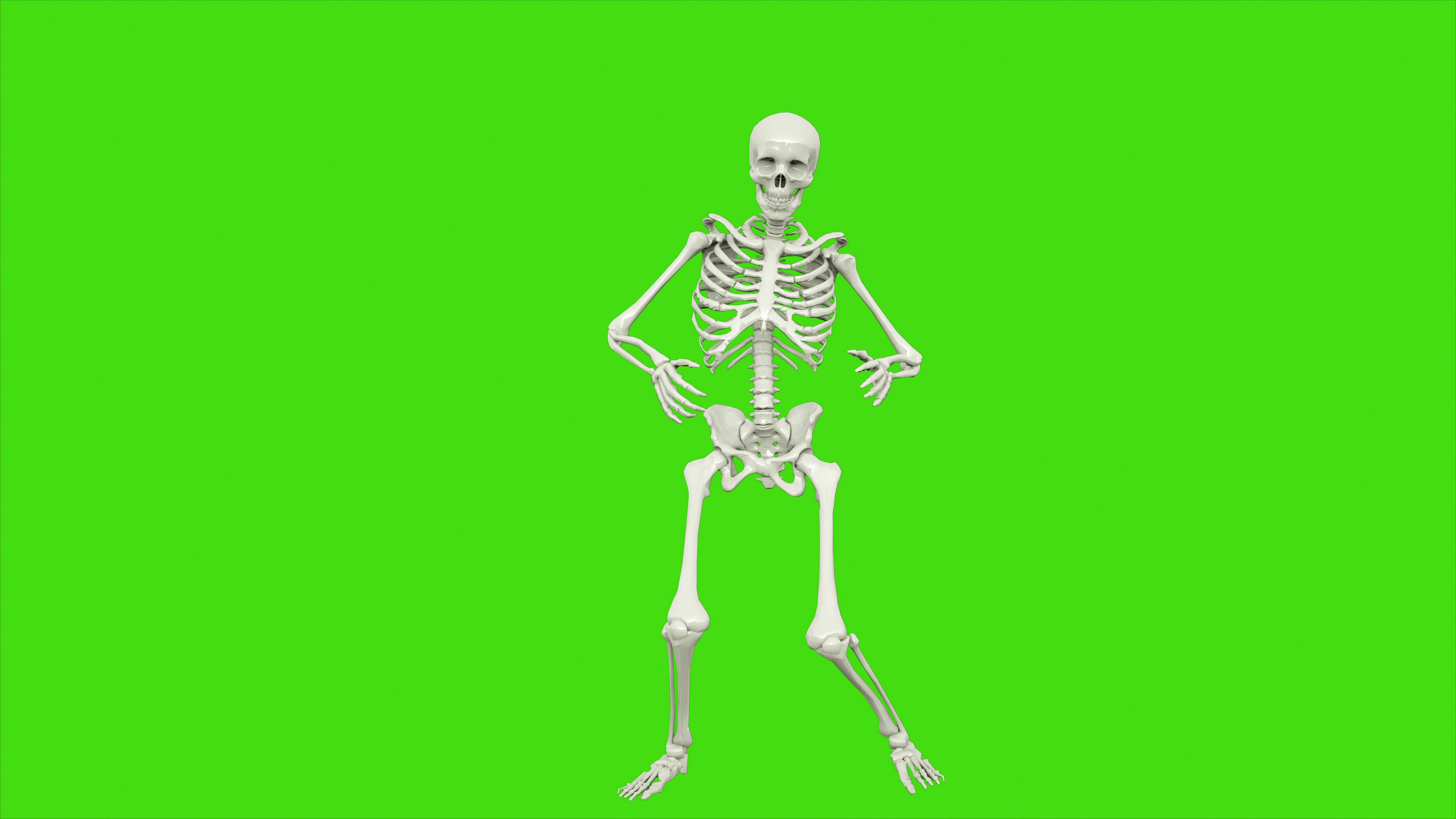 4K骨架骷髅跳舞循环绿幕动画视频素材