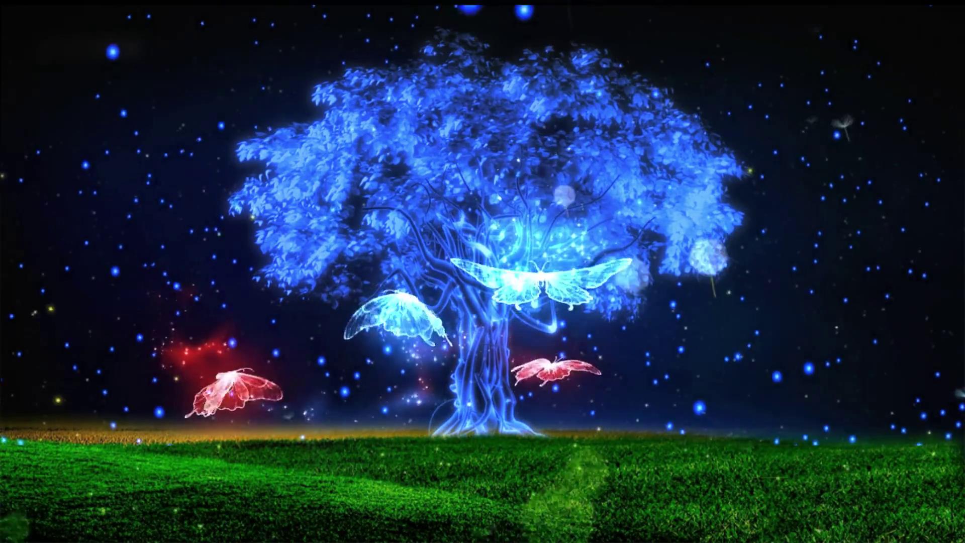 唯美蝶恋花光效梦幻蒲公英舞台背景视频素材