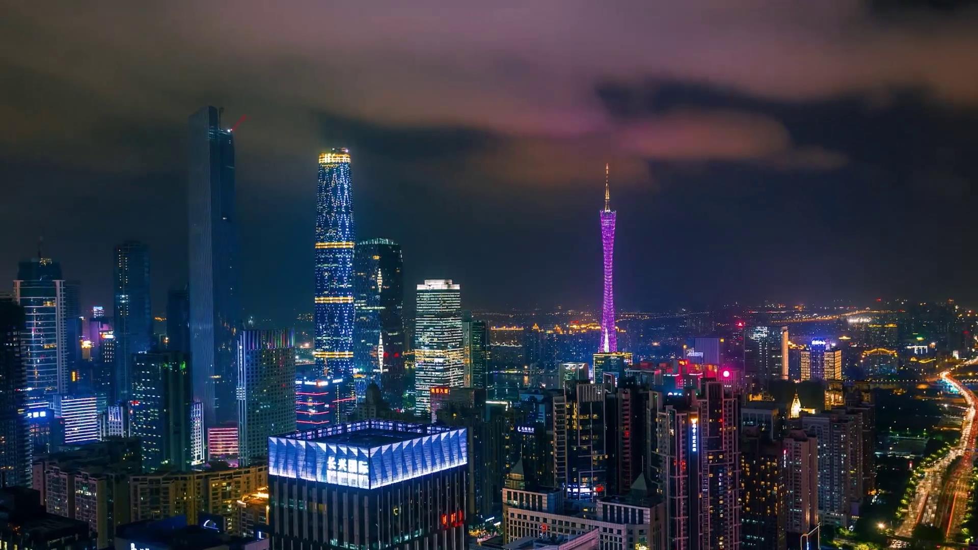 唯美广州城市延时高清夜景实拍视频素材