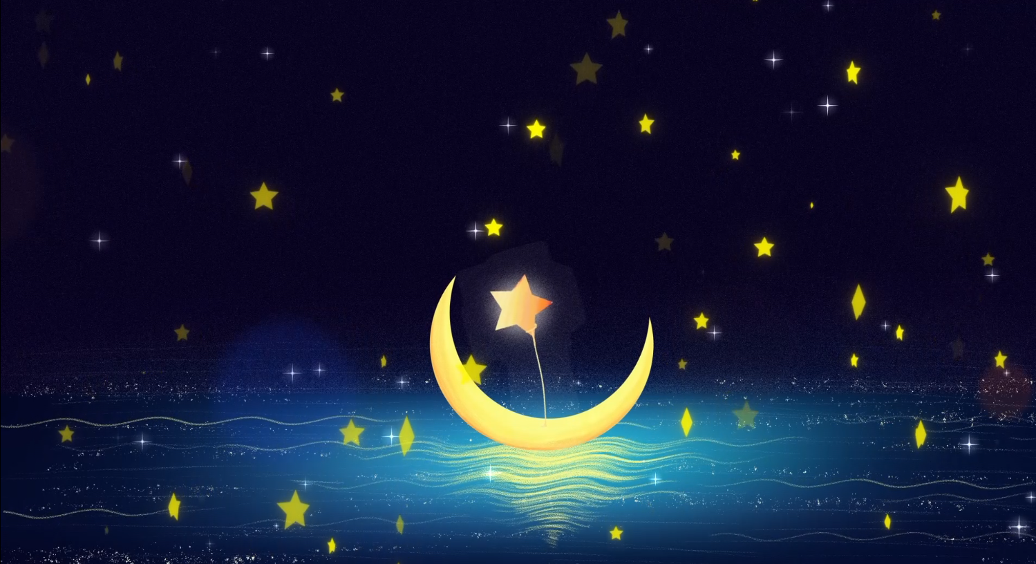 2个夜晚场景的星星月亮背景视频素材免费下载