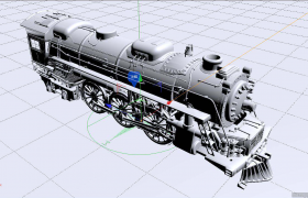 近现代蒸汽式火车复古火车头c4d立体模型