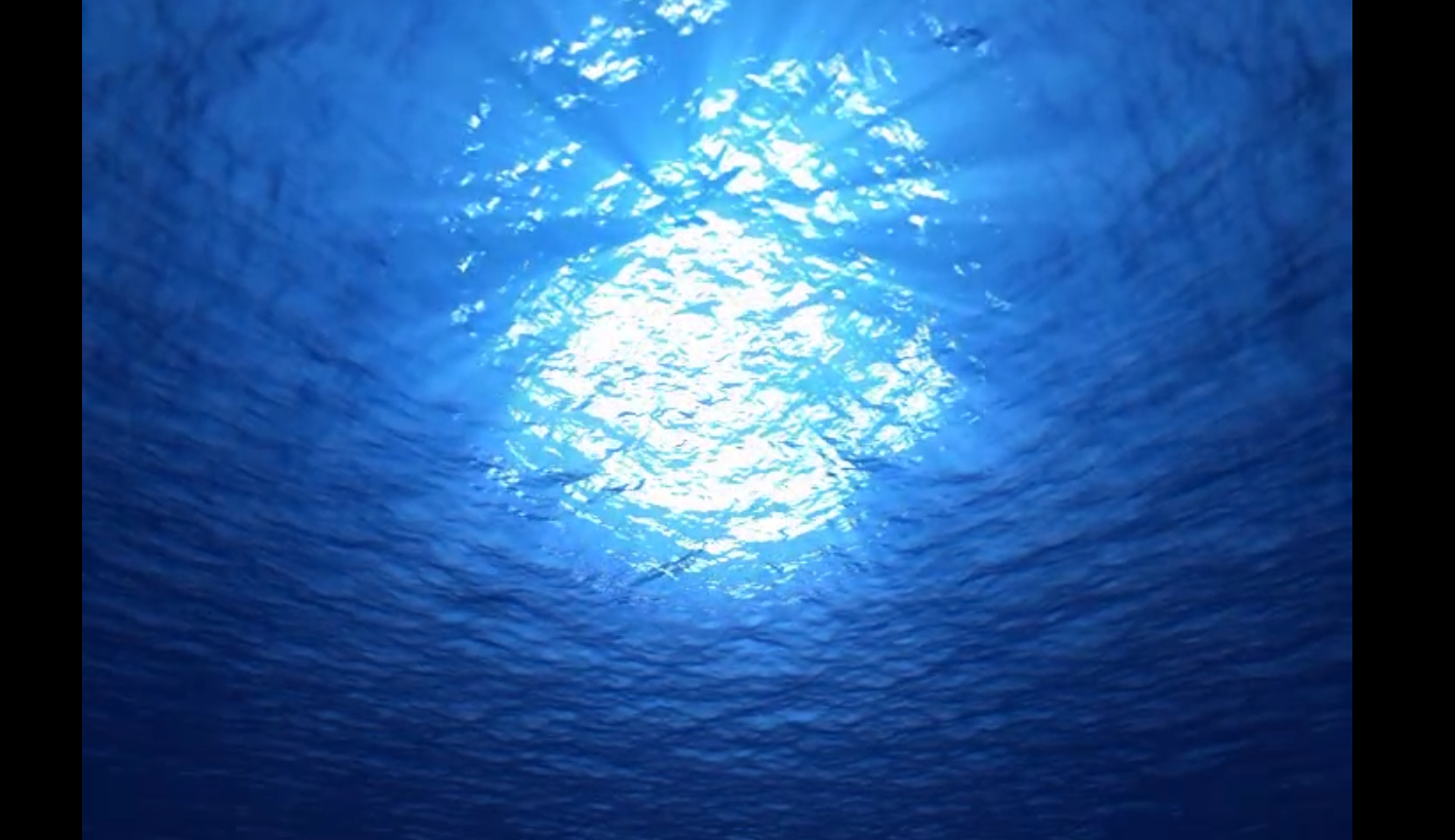 深蓝的海底仰望澄澈波光粼粼的海面高清实拍视频素材