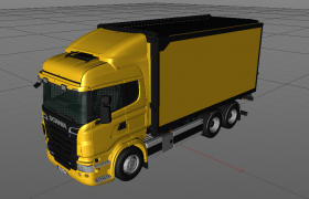 大型进口瑞典斯堪尼亚scanla黄色运载卡车c4d高精度模型