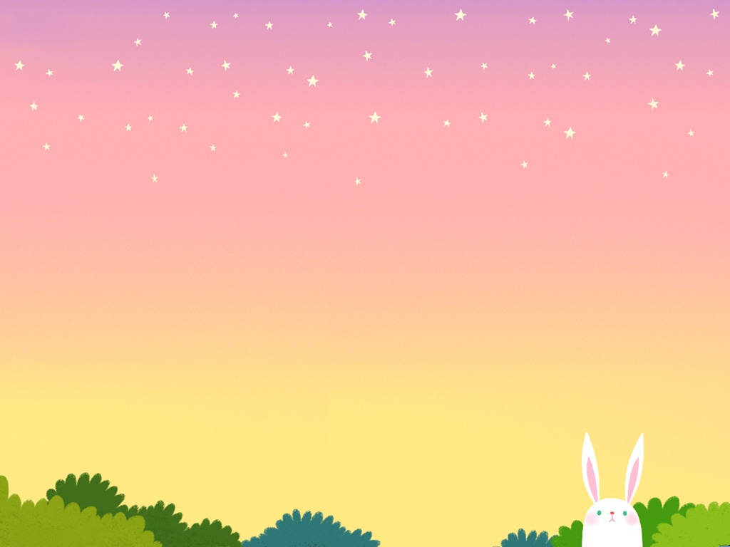 粉色星空闪耀可爱小兔子ppt背景图片