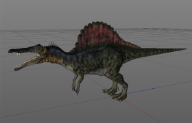 白垩纪中晚期巨型食肉动物兽脚类两栖恐龙c4d棘背龙spinosaurus模型