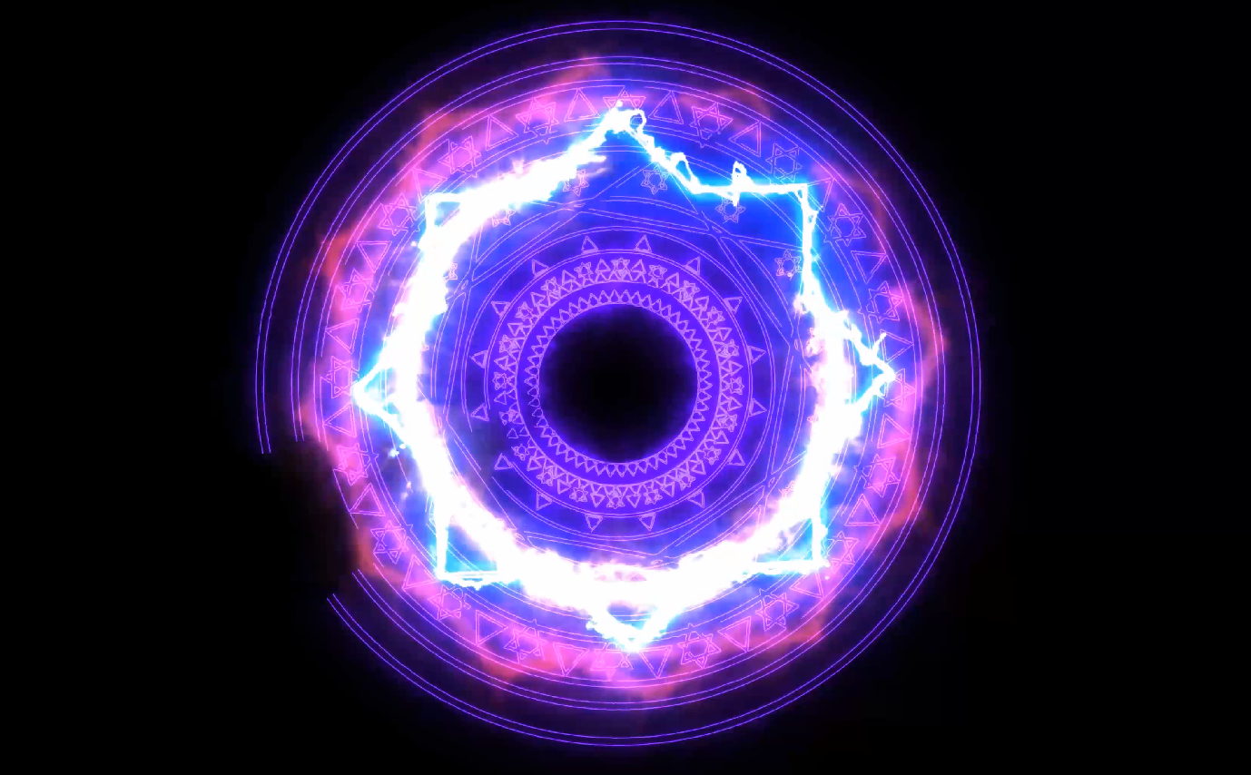 紫色能量神秘光圈旋转浮现彩色电光闪烁讯炫酷特效视频下载