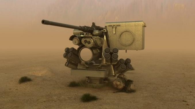 高精度金属材质多炮孔防空超能火炮c4d重火器模型