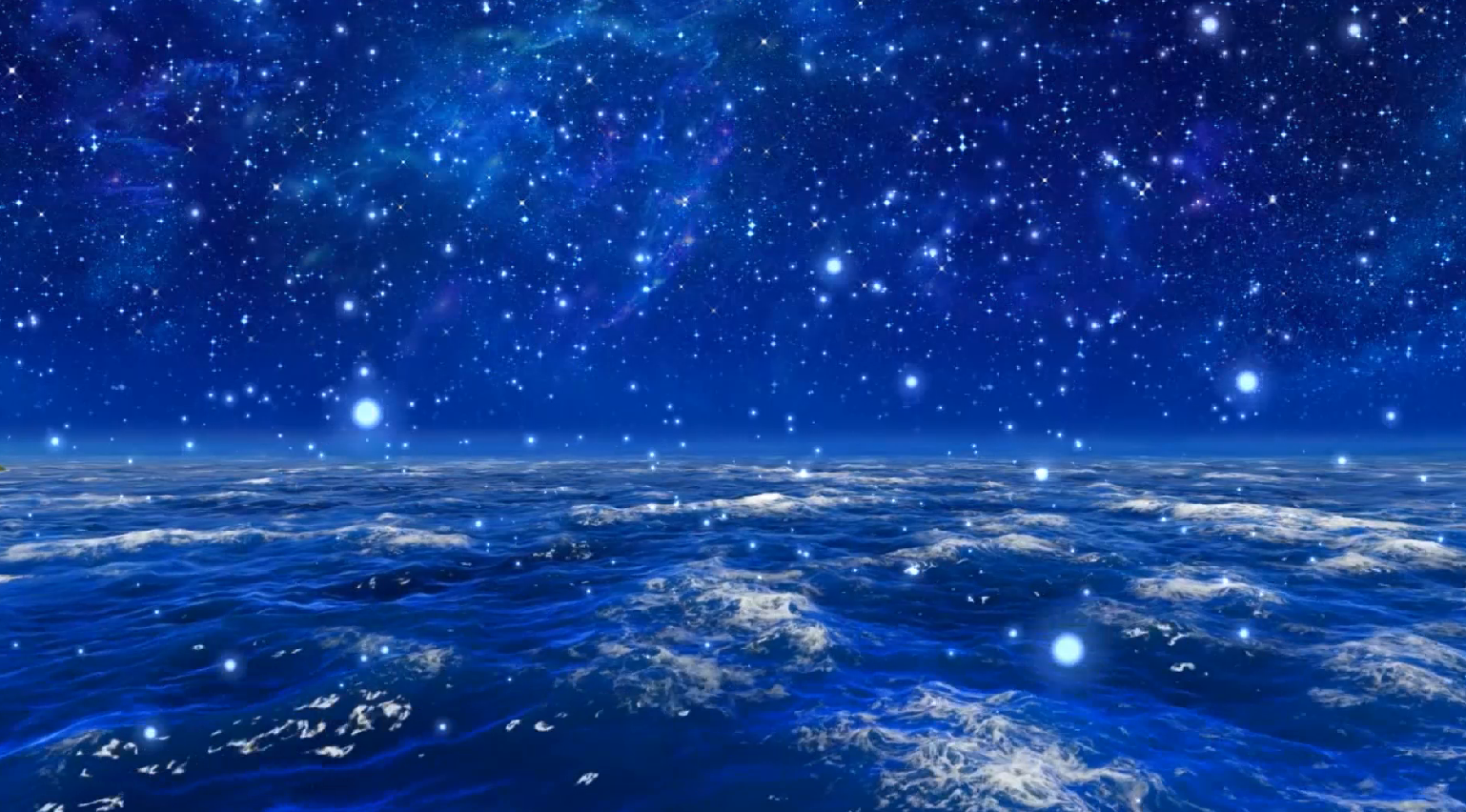 海水波澜壮阔粒子星光不断漂浮唯美星河舞台背景视频
