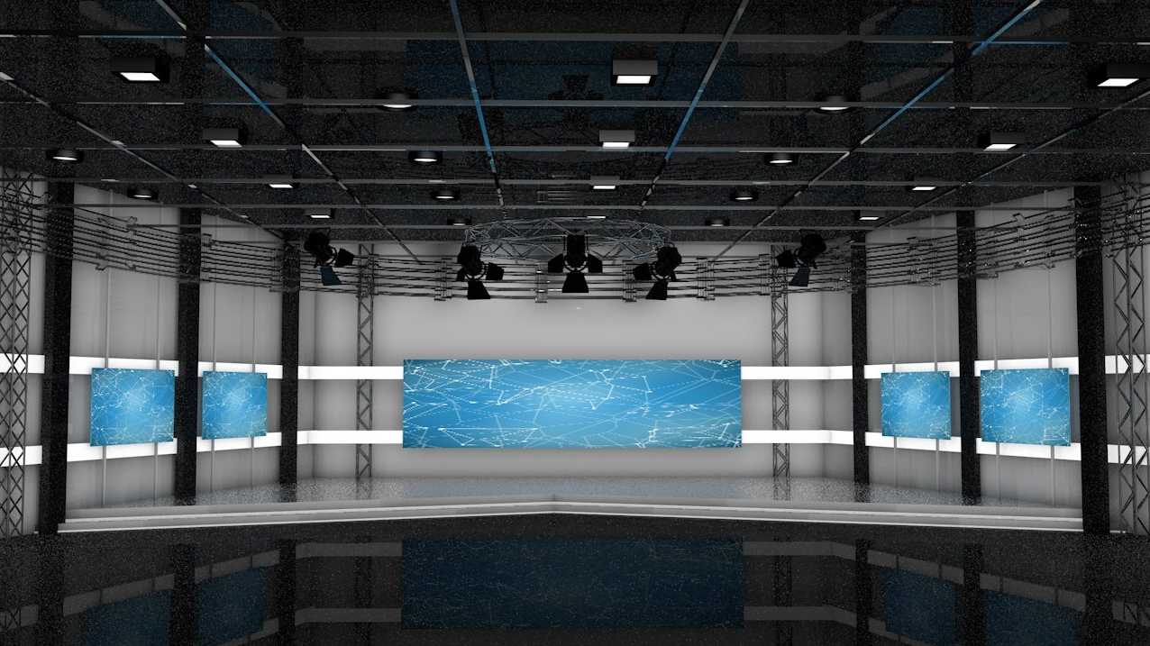 广播电影电视演播室后台大型场景设计tvstudioc4dmodel含贴图
