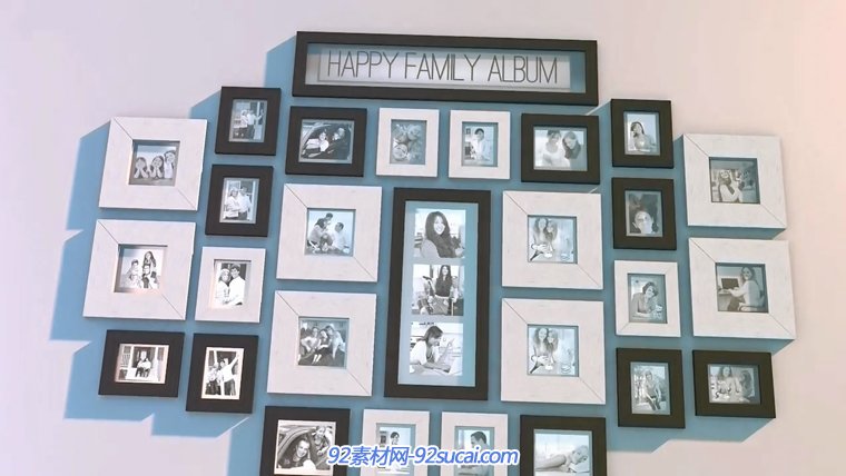 《相片墙家庭照片多图展示ae模板》family photowall
