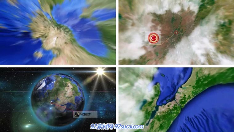 科技地球缩放地图地位动画LOGO标志AE模板