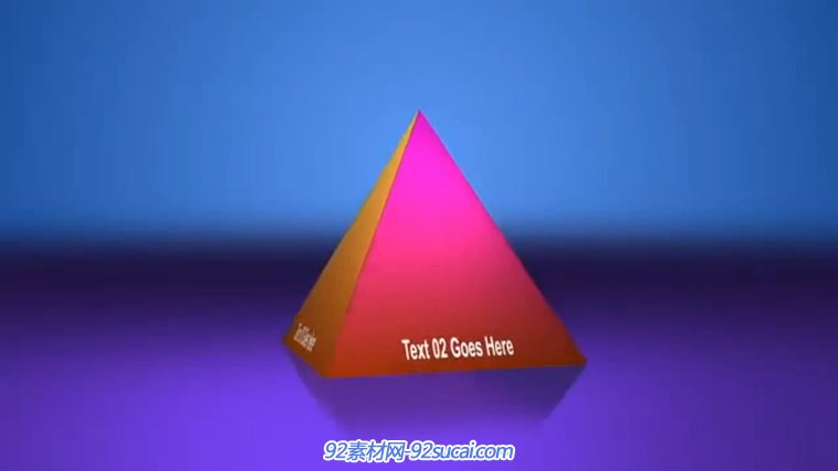旋转中的三角金字塔三维锥体形状展示ae模板pyramids