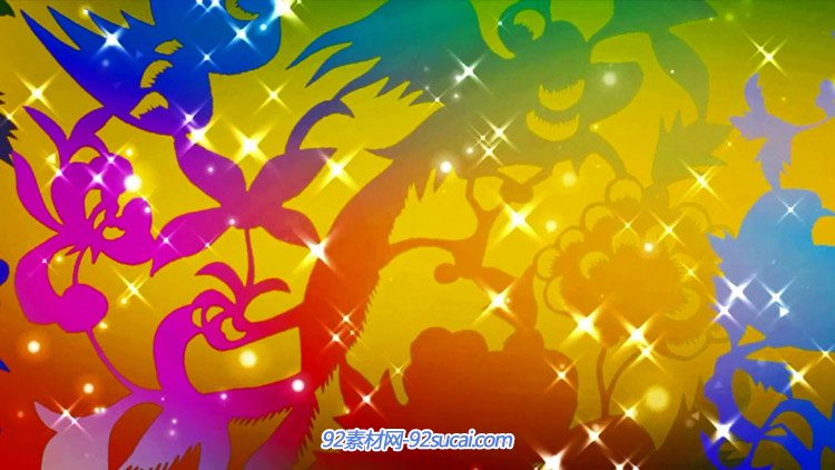 喜庆歌曲好运来 剪纸风格动画 福字春节联欢晚