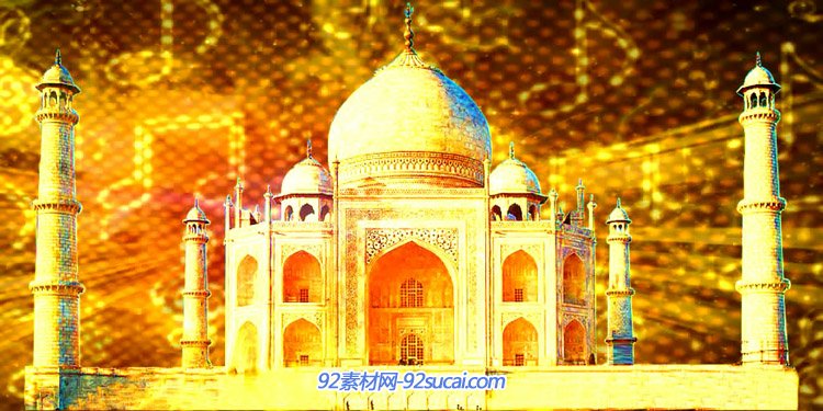 印度歌曲舞蹈异域风情金色叶子图腾城堡宫殿L