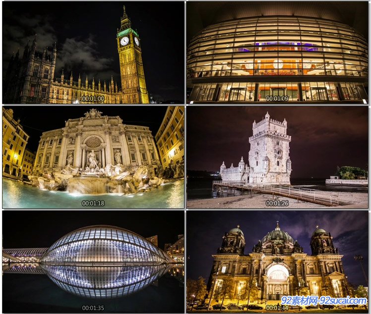 延时摄影欧洲21个国家著名旅游景点名胜建筑