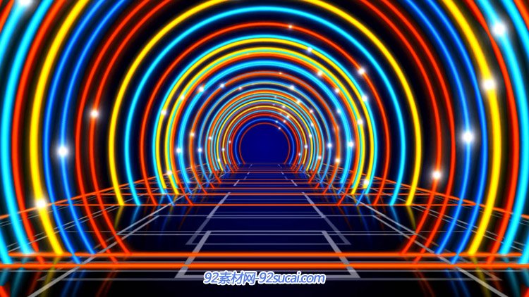 绚丽霓虹拱形线条光效粒子 动感舞台背景视频素材