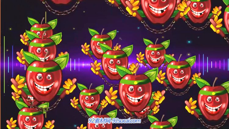 炫彩歌曲小苹果卡通舞蹈动画led大屏幕舞台背景动态视频素材