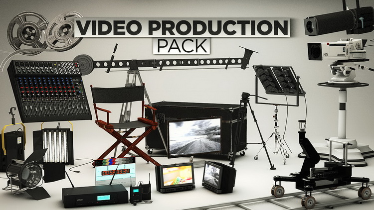 C4D媒体行业素材模型包 The Pixel Lab Video Production Pack