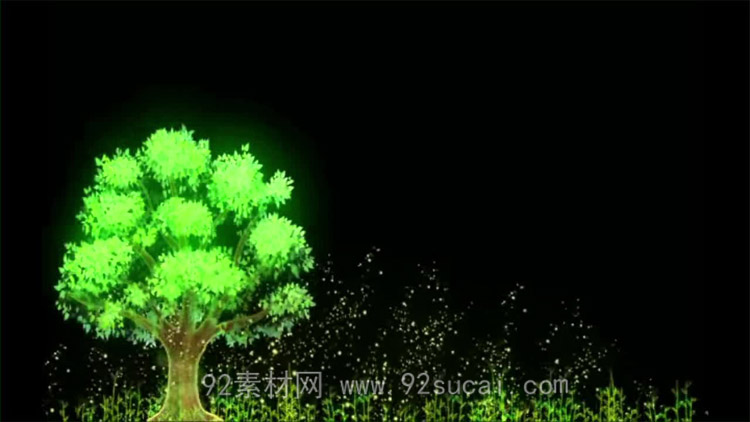 唯美炫彩许愿树生长 粒子飞舞舞台背景动态视频素材