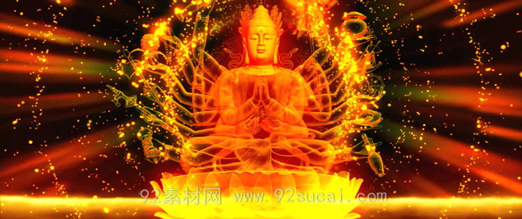 千手观音佛像金光四射 飞天敦煌LED晚会舞台民族歌舞视频背景素材