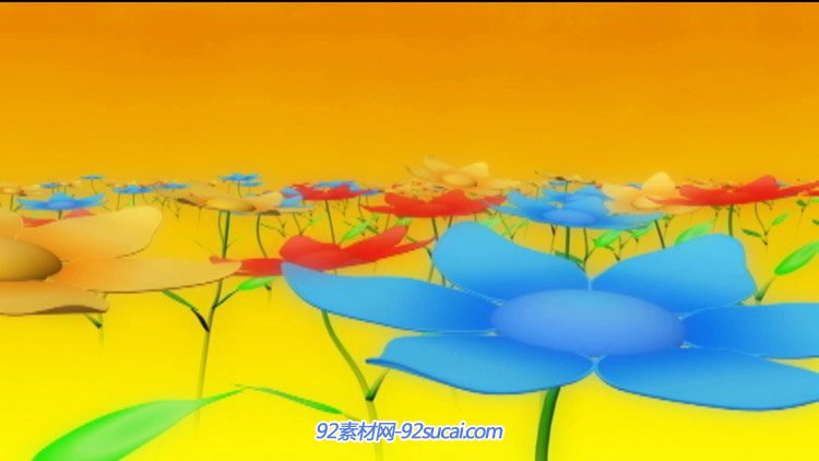 卡通花朵七色花生长 6.1六一儿童节舞台演出led动态背景视频素材