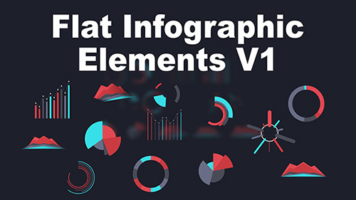 二维动态平面信息统计图表展示ae模板 flat infographic elements