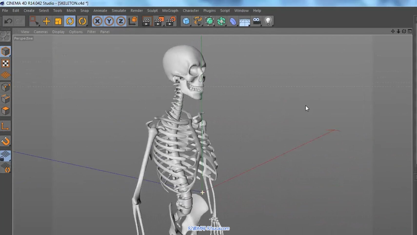 C4D绑定骨架透视骨骼人体受伤合成教程含工程文件 人体骨骼模型-92素材网_AE模板、视频素材免费下载