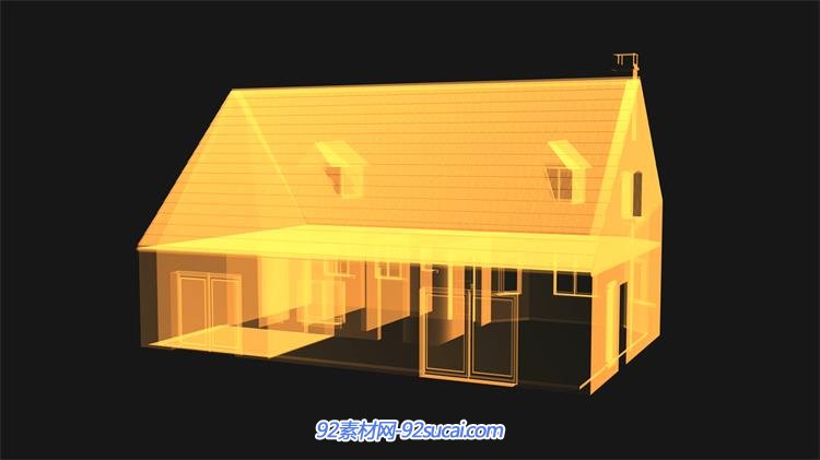 3d立体房屋建模透视旋转房子内部建设动态视频素材