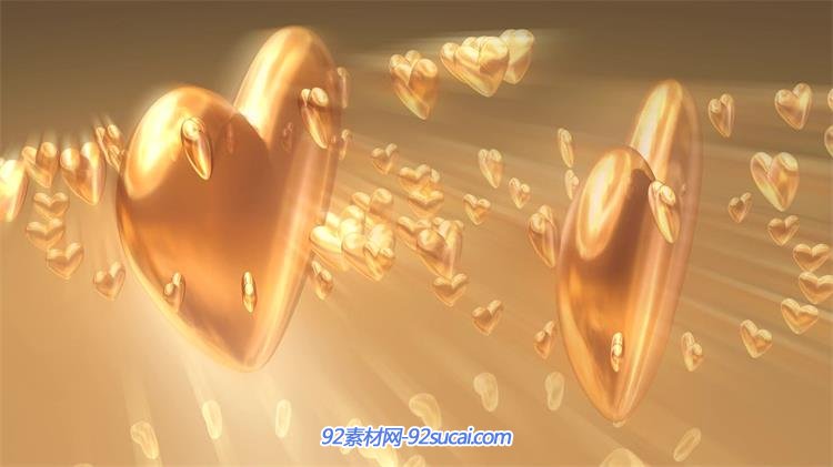 浪漫温馨巨大爱心舞台背景小爱心围绕旋转视频素材