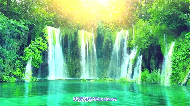 仙境唯美山水瀑布奇幻自然森林流水景色舞台背景视频素材