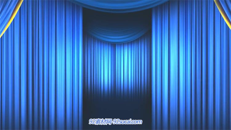 唯美活动派对开场蓝色帷幕拉开表演舞台背景屏