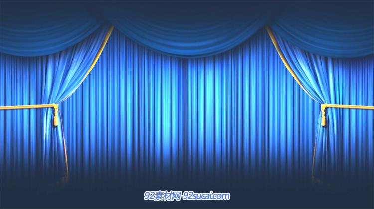 唯美活动派对开场蓝色帷幕拉开表演舞台背景屏幕视频素材