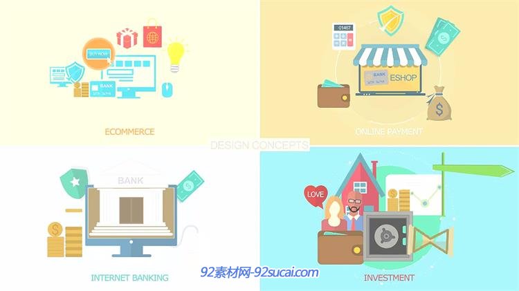 ae模板 1000 图标多彩扁平化标志弹出形状动画揭示模板 ae素材