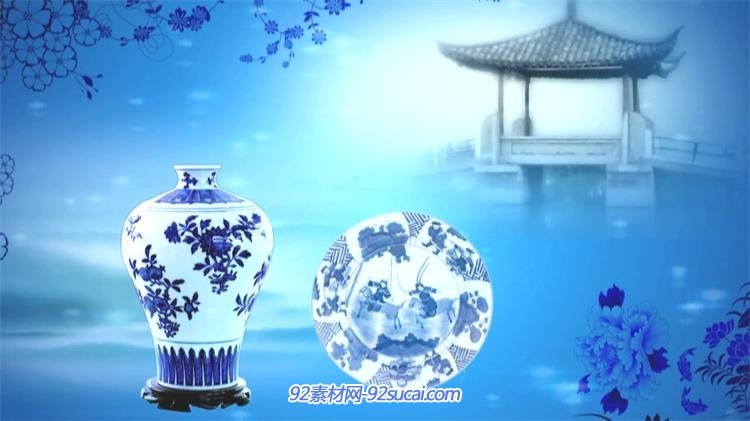 高雅青花瓷水墨古典历史文化瓷器工艺展示屏幕背景视频素材