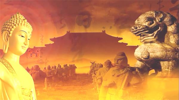 中国风古典历史文化气息佛像元素屏幕视觉背景视频素材