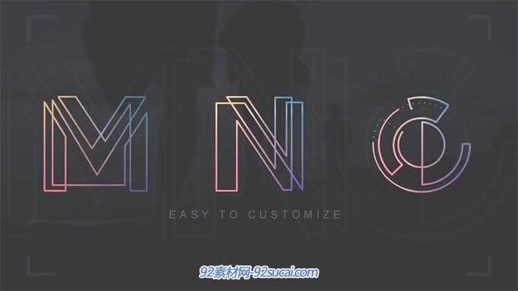 ae模板 精美创意色彩线性拼接组合动画字母标题揭示模板 ae素材