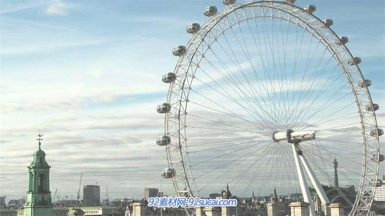 城市建筑风光大型游乐设施摩天轮旋转游客观光景色高清视频延时实