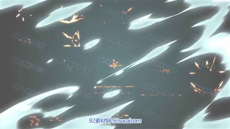 AE模板 2D水火能量空气地球混合元素手绘涂鸦