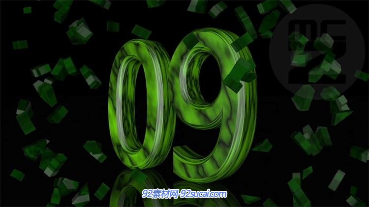 酷炫震撼碎裂颜色渐变数字特效倒计时运动效果