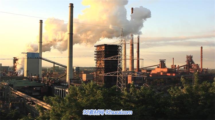 建筑周边工业工厂烟筒废气排放大烟滚滚环保检测镜头高清视频实拍