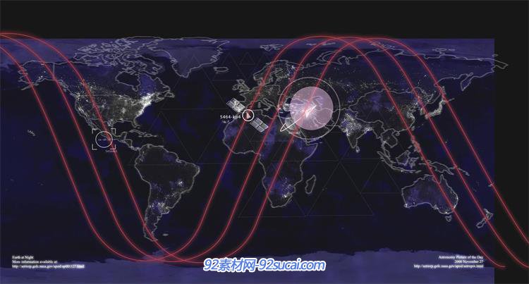 精密计算科技卫星月球运动轨迹地球数据传输科幻背景视频素材