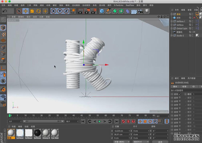 C4D+PS-线圈缠绕效果 字母K建模及渲染-92素