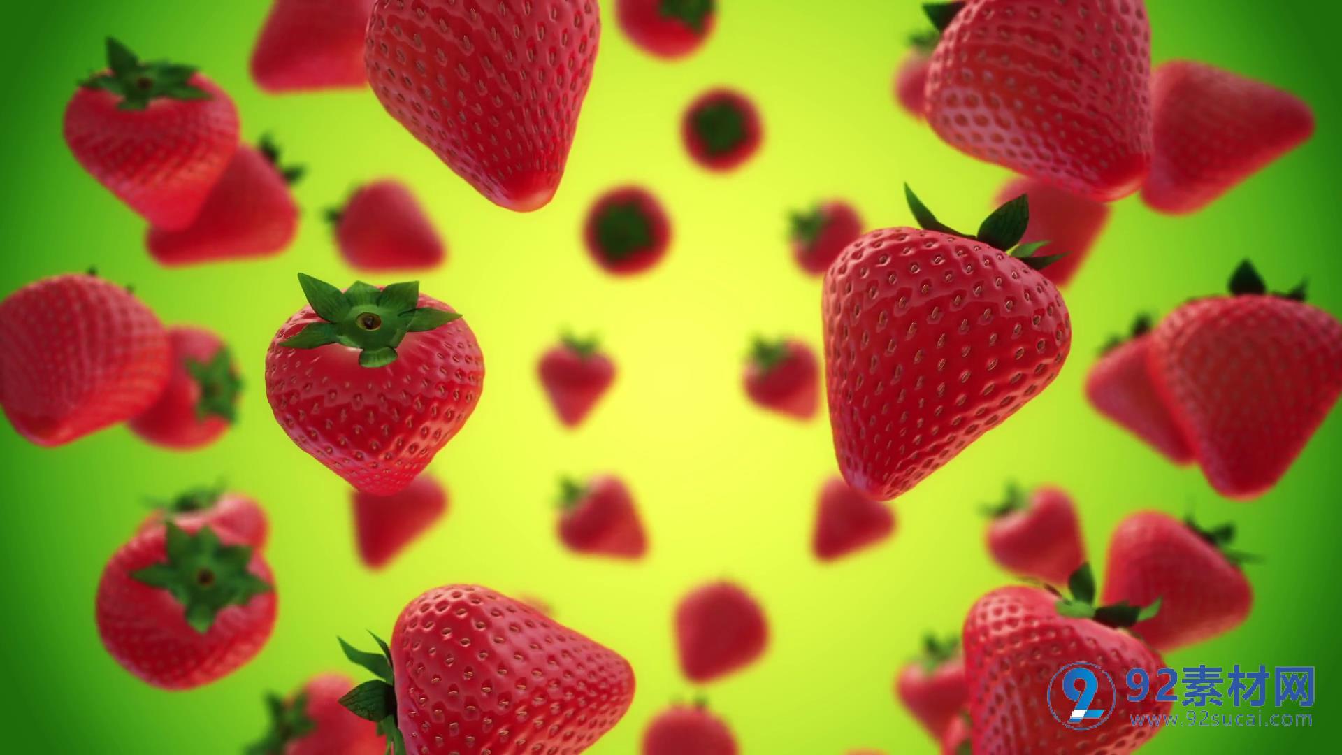 清新儿童卡通草莓旋转背景视频素材
