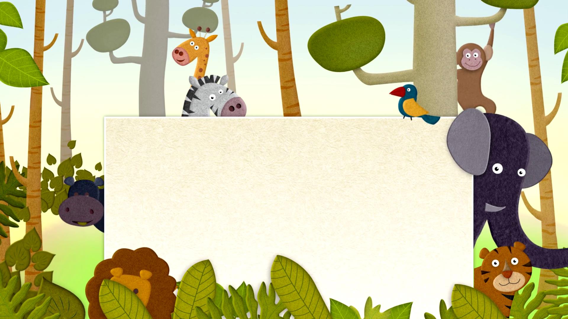 儿童有趣森林动物卡通白板背景视频素材