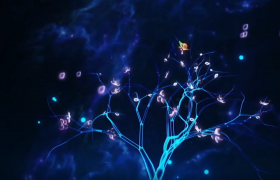 三维粒子树木展示蓝色唯美舞台浪漫高清背景视频素材