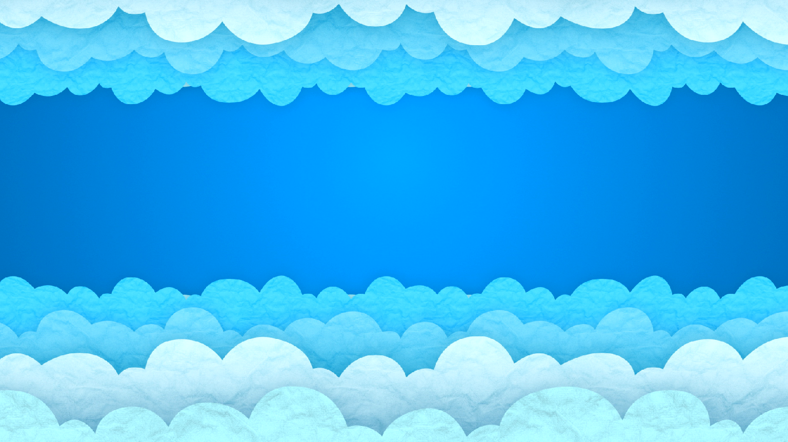 的蓝色背景下,视频上下修饰的层层白云在画面中交错飘动,画面很清新